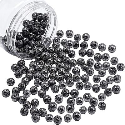 Electroplated Natural Lava Rock Beads G-NB0001-91B-1
