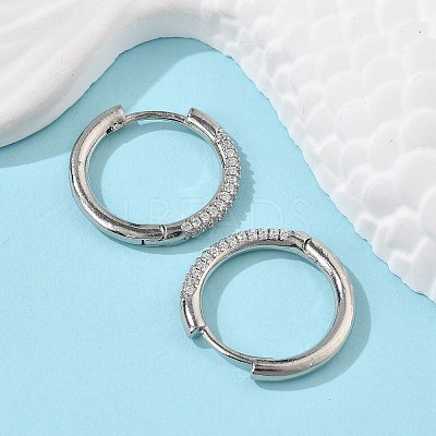 Brass Micro Pave Cubic Zirconia Huggie Hoop Earrings LS-EJEW-K083-36P-B-1
