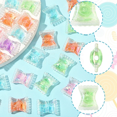 32Pcs UV Plating Rainbow Iridescent Acrylic Beads OACR-FS0002-14-1