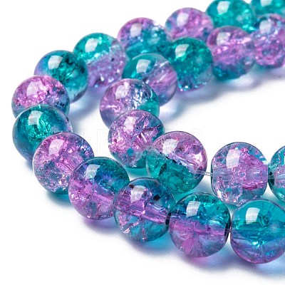 Spray Painted Crackle Glass Beads Strands CCG-Q002-8mm-06-1