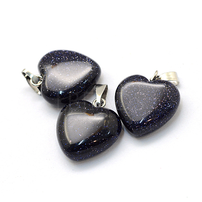 Heart Synthetic Blue Goldstone Pendants G-Q371-13-1