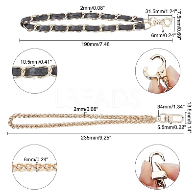 2Pcs 2 Styles Iron Strap Chain BJEW-WR0001-01-1
