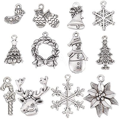 72Pcs 12 Style Tibetan Style Alloy Pendants FIND-SC0004-77-1