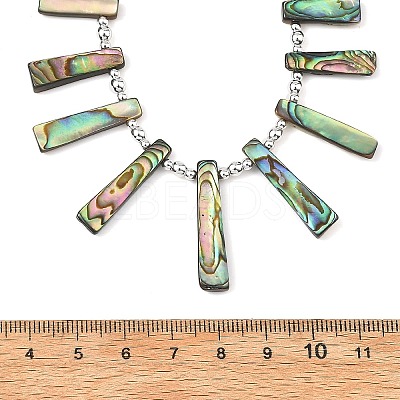 Natural Paua Shell Rectangle Trapezoid Graduated Beaded Necklaces NJEW-JN06353-1
