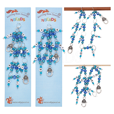 2Pcs 2 Style Knitting Row Counter Chains HJEW-NB0001-78-1