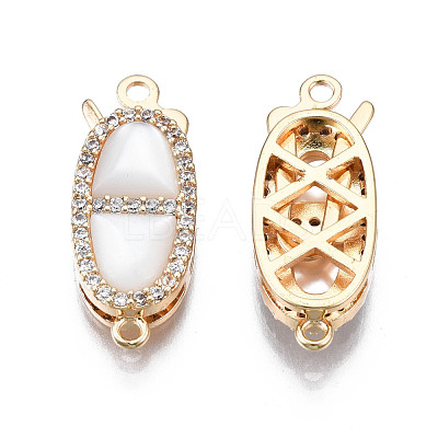 Brass Micro Pave Clear Cubic Zirconia Fishhook Clasps KK-Q278-001-NF-1