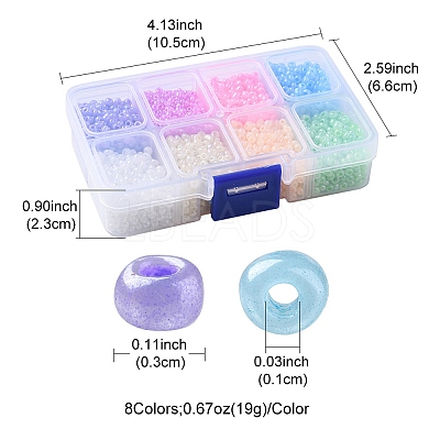 3384Pcs 8 Colors 8/0 Glass Seed Beads SEED-YW0002-23-1