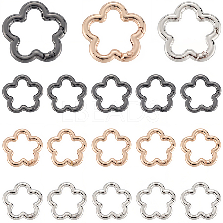 18Pcs 3 Colors Alloy Spring Gate Rings FIND-SC0019-03A-1