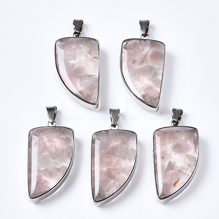 Natural Rose Quartz Pendants G-T128-05D-1