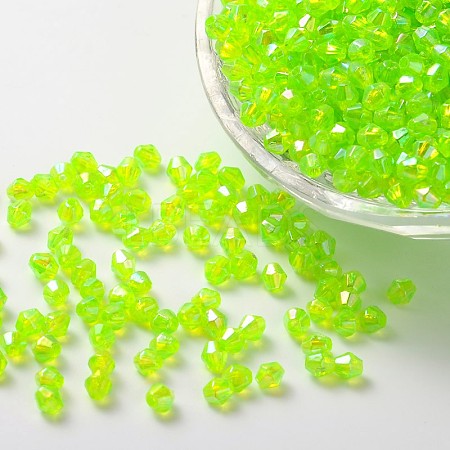 Bicone AB Color Plated Eco-Friendly Transparent Acrylic Beads TACR-A003-6mm-35-1