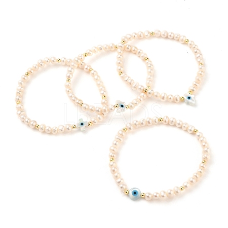 Natural Pearl Beads Stretch Bracelets BJEW-JB05539-1