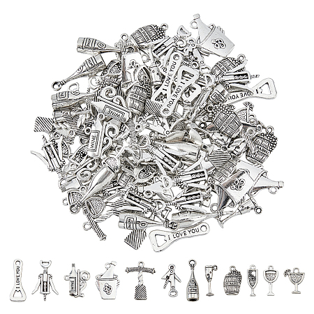 120Pcs 12 Styles Tibetan Style Alloy Pendants FIND-DC0004-22-1