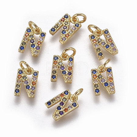 Brass Micro Pave Cubic Zirconia Charms ZIRC-L070-38N-G-1