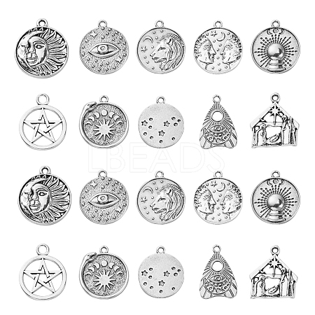 20Pcs 10 Styles Tibetan Style Alloy Pendants TIBEP-CJ0001-82-1