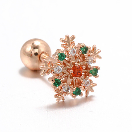 Snowflake Brass Cubic Zirconia Stud Earrings FS-WGD4C14-02-1