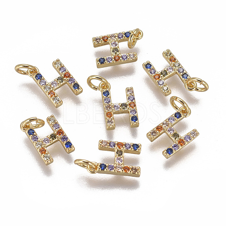 Brass Micro Pave Cubic Zirconia Charms ZIRC-L070-38H-G-1