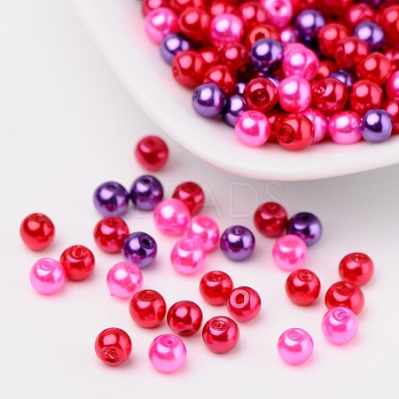 Valentine's Mix Glass Pearl Beads Sets HY-X006-4mm-10-1