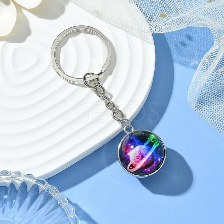 Round Glass Beads Keychain KEYC-YW00066-07-1