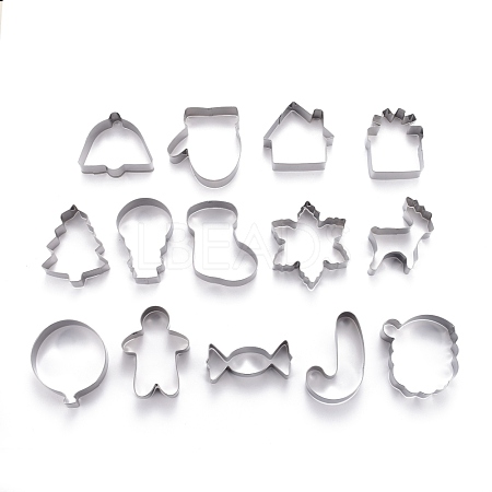 Stainless Steel Christmas Theme Mixed Pattern Cookie Candy Food Cutters Molds DIY-H142-14P-1