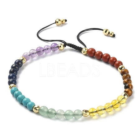 Natural & Synthetic Mixed Stone Braided Bead Bracelet BJEW-TA00324-1
