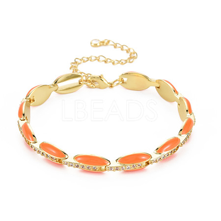 Brass Micro Pave Cubic Zirconia Link Chain Bracelet for Women BJEW-T020-05G-03-1