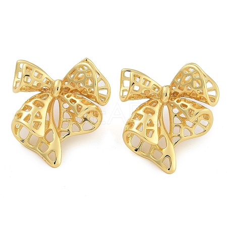 Brass Bowknot Stud Earrings EJEW-K293-02G-1