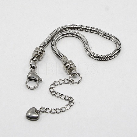 Tarnish Resistant 304 Stainless Steel European Round Snake Chains Bracelets STAS-J015-06-1