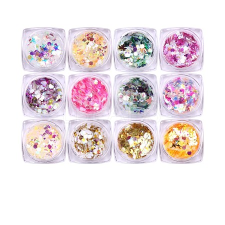 12 Colors Mix Hexagon Star Butterfly Maple Leaf Festival Chunky Sequins Set MRMJ-R088-27-1