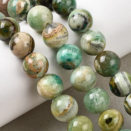 Natural Green Line Jasper  Beads Strands G-L639-A01-6mm-1