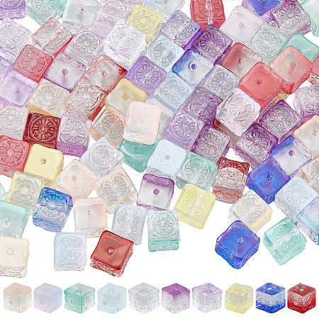 100Pcs 10 Colors Transparent Glass Beads GLAA-PA0001-51-1