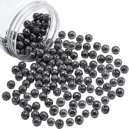 Electroplated Natural Lava Rock Beads G-NB0001-91B-1