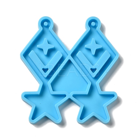 DIY Rhombus with Star Pendant Silicone Molds DIY-I099-06-1