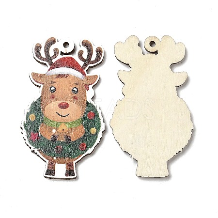 Single Face Christmas Printed Wood Big Pendants WOOD-D025-34-1