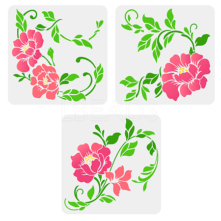 3Pcs 3 Styles PET Hollow Out Drawing Painting Stencils DIY-WH0394-0015-1