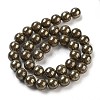 Natural Pyrite Round Beads Strands G-F197-10-10mm-6