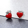 Anti-Tarnish Rhodium Plated 925 Sterling Silver Enamel Stud Earrings EJEW-FF0008-006P-2