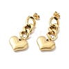 Ion Plating(IP) 304 Stainless Steel Curb Chains with Heart Dangle Stud Earrings EJEW-G289-09G-1