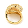 Rack Plating Teardrop Brass Micro Pave Clear Cubic Zirconia Cuff Finger Rings for Women RJEW-C103-15G-3