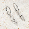 Rhodium Plated 925 Sterling Silver Dangle Hoop Earrings RO4900-2-2
