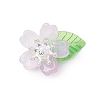 Flower Glass with Leaf Acrylic Charms HJEW-JM02572-01-4