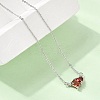Brass Pave Cubic Zirconia Rectangle and Heart Pendant Cable Chain Necklaces KK-CBAB173-04P-06-2