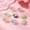 Flower Glass with Leaf Acrylic Charms HJEW-JM02572-01-2