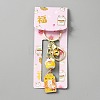 Japanese Maneki Neko Brass Bell Pendant Keychain KEYC-WH0036-13LG-02-4