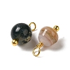 Dyed Natural Agate Round Charms with Real 18K Gold Plated Brass Loops KK-P242-09A-G-2