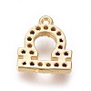 Golden Plated Brass Micro Pave Cubic Zirconia Charms ZIRC-L075-51G-2