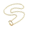 Brass Paperclip Chain Necklaces with Colorful Cubic Zirconia Oval Carabiner Locks for Women NJEW-JN06462-3