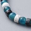 Natural Apatite & Howlite & Snowflake Obsidian Beads Stretch Bracelets BJEW-JB04697-01-2