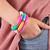 Candy Color Chunky Curved Tube Acrylic Beads Stretch Bracelets Set for Women BJEW-SW00015-10