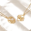 Brass & Acrylic Greek goddess Flat Round Pendant Necklaces NJEW-R018-01G-4