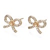 Brass Micro Pave Clear Cubic Zirconia Stud Earring Findings KK-Q764-037-1